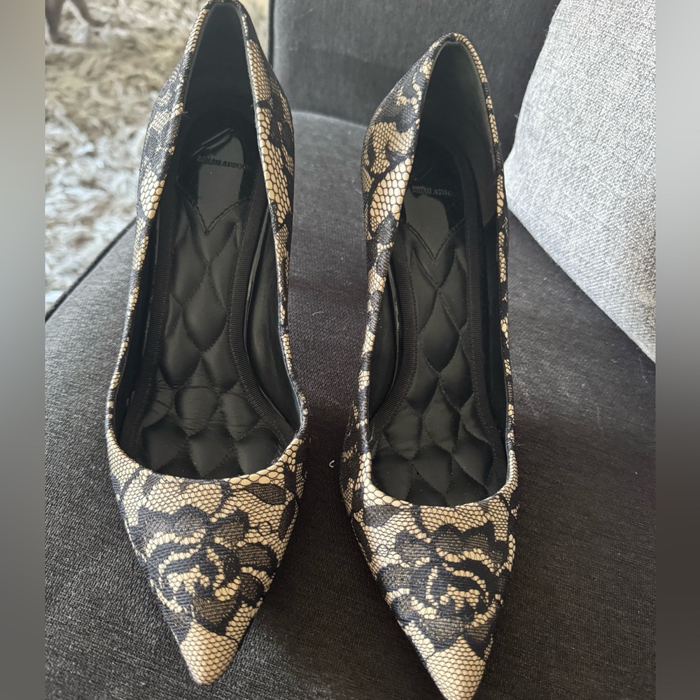Brian Atwood black lace pump
